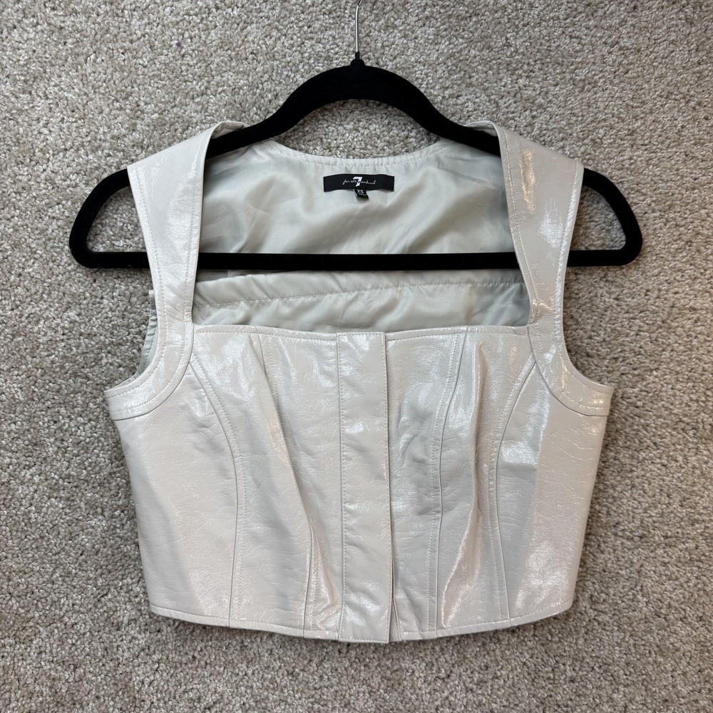 7 For All Mankind Corset Top Womens XS White Faux Leather Lined Bustier 83143
